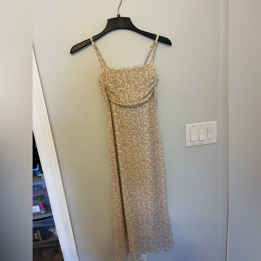 See You Monday Floral Cream Midi Dress